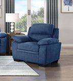 Plush Seating Chair 1pc Blue Textured Fabric Channel Tufting Solid Wood Frame Modern Living Room B011P214022