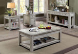 ZNTS Sofa Table Antique White Rustic Solid wood Storage Table Open Shelf Bottom Living Room 1pc Side B01143443