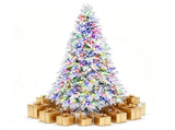 6FT Pre-Lit Snow Flocked Cypress Artificial Christmas Tree, Color Changing LED Lights 9 Modes, 41159329