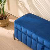 49.21" Wide Upholstered Velvet Storage Soft Bench Footstool Ottoman End of Bed with Metal Legs, Foot W3118P272644