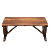 2-Person Rustic Garden Bench, Outdoor Wagon Wheel Porch Bench for Backyard Patio Garden, Brown 68112040