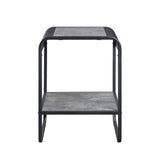 Metal Frame End Table with Bottom Shelf, Concrete Gray and Black B016P323423