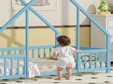 Twin Size Floor Bed Triangle Roof Frame and Support Bed Slats, Montessori Kids Playhouse Bed 25942984