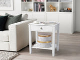 Two-layer Bedside Table Coffee Table with Drawer White 99618998