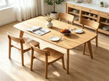 47 Inch Solid Rubber Wood Dining Table, Mid-Century Modern Kitchen Table with Rounded Edge, 4-Person 40272168