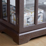 Curio Display Cabinet,Antique Display Cabinet with Glass Doors Adjustable Shelves for Collectibles W2275P231688