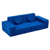 14-Piece Modular Kids Sofa All-Sponge Construction Blue Corduroy Free Combination Design 62886901