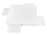 ON-TREND Modern High Gloss Coffee Table with 4 Drawers, Multi-Storage Square Cocktail Tea Table with WF314582AAK