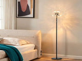 Dandelion Floor Lamp, Matte Black & Chrome Finish Metal Body with Glass Shade, Modern Standing Lamp W6558P574566