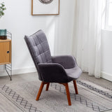 ZNTS Leiria Contemporary Silky Velvet Tufted Accent Chair with Ottoman, Gray T2574P164273