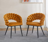 Orange Modern chair with golden color iron tube legs, soft cushions and comfortable W234P271318