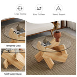 Circular glass coffee table, 33.4-inch modern and distinctive design tea table. Tempered glass GL-W1151P146792