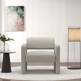 Beige stripe single sofa chair, upholstered comfortable chair with armrests, for dining W487P183020