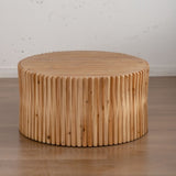 31.5" Retro Fashion Style Cylindrical Coffee Table with Vertical Texture Relief Design,Suitable for W757P183279