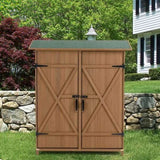 Outdoor Storage Shed with Lockable Door, Wooden Tool Storage Shed with Detachable Shelves and Pitch 62598581