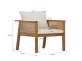 Outdoor Dining Chairs Set of 2, Acacia Wood Patio Armchair with Natural Wickers and Cream Washable N762P403831T