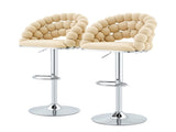 Adjustable Swivel Bar Stools, Luxury Velvet Bubble Woven Backrest Bar Chairs, Chrome Metal Gas Lift W3875P462114