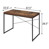 ZNTS Weathered Oak and Black Writing Desk with Metal Sled Base B062P184521