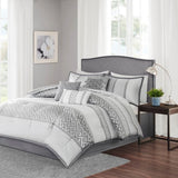 7 Piece Comforter Set Grey King B03596856