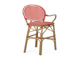 Outdoor Wicker and Aluminum 29.5" French Barstools, Set of 2, Red, Bamboo Print Finish 72605.00RD