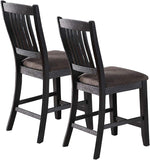 ZNTS Dark Coffee Classic Wood Kitchen Dining Room Set of 2 High Chairs Fabric upholstered Seat Unique B01183543