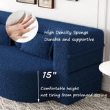 Modern Floor Sofa with 2 Pillows,Convertible Teddy Fabric Foam-Filled Sleeper Sofa Bed,15" Full Size W1885P272263