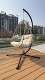Swing Egg Chair with Stand Indoor Outdoor Wicker Rattan Patio Basket Hanging Chair with C Type W2707P296436