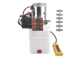 12V DC 6 Quart Hydraulic Pump 6 Way Double Acting Hydraulic Power Unit for Dump Trailer, Scissor 81919656