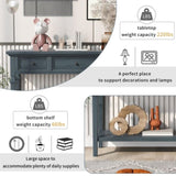 Classic Retro Style Console Table with Three Top Drawers and Open Style Bottom Shelf, Easy Assembly 41543820