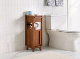 Slim Bathroom Storage Cabinet with Toilet Paper Holder, Walnut Finish 28207532