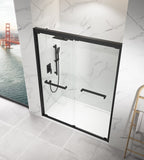 ZNTS 60 in. W x 76 in. HSliding Framed Shower Door in Black Finish with Clear Glass W127253517