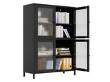 Classic Metal Storage Display with 4 Glass Doors 4 Shelves Bookcase Side W2378P176270