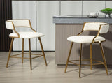 (SET of 2) 26'' Counter height bar stools Corduroy kitchen island counter bar stool with back,golden 25086377