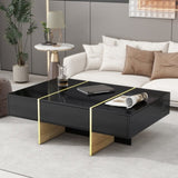 ON-TREND 47.2'' x 31.4''Minimalist High Gloss Coffee Table with 2 Drawers, Multi-Storage Rectangle N721P180693B