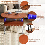 Round Lift-Top Coffee Table with Wheels, Metal Frame and Multi-Color Lighting in 27.6" GL-N735P231430N
