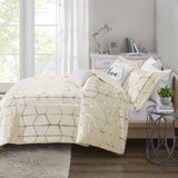 Full/Queen Metallic Printed Duvet Cover Set B03596042