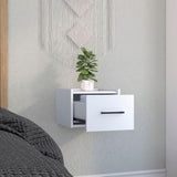 Boa Floating Nightstand , End Table, Side Table Wall-Mounted Single Drawer Design with Handle- White B200137812
