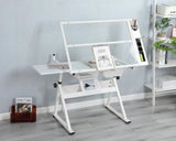 WHITE adjustable tempered glass drafting printing table with chair W347119824