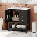 30inch Transitional Style Bathroom Vanity Cabinet Combo with Ceramic Sink,Soft Close Door N729P171882B