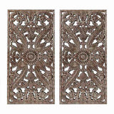 Distressed Carved Wood 2-piece Wall Decor Set B03598796