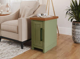 14 inch Chairside Table, No Assembly Required, Sage Green and Fruitwood Finish B108P160215