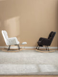 053-Teddy Fabric Rocking Chair With Adjustable Footrest,Pink W527P151444