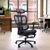 ZNTS Adjustable Ergonomic Black Mesh Office with Headrest and Footrest, Conference/Computer Desk B011P213340