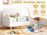 2-in-1 Kids Toy Storage Organizer with Bookshelf, 59.6940.6443.18 cm Pine Wood Toy Chest for 3 48666257