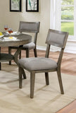 ZNTS Rustic Grey Solid wood 2pc Dining Chairs Fabric Upholstered Seat Back Curved Dining Room Furniture B011107813