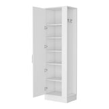 Clarno Tall Storage Cabinet, Single Door with Broom Hangers B128P148688