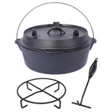Pre-Seasoned Cast Iron Dutch Oven With Skillet Lid, Outdoor Camping Deep Pot for Camping Fireplace W465P236471