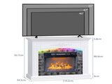 43" Shaker White Fireplace Media Console, Single Mantel with RGB Lights for 18" Fireplace Insert 58783641