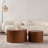 Round Wood Coffee Table for Living Room for Small Space Apartment and No Need Assembly W3081P255021