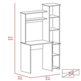 ZNTS Light Oak 6-Shelf Writing Desk with Built-in Bookcase B06280289